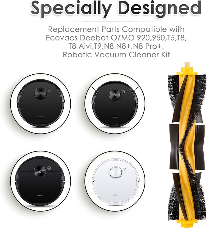 (4 Pieces) N10 Roller Brushes Main Brush Replacement Parts for Ecovacs DEEBOT OZMO N10 N10 Plus 920 950 T8 AIVI Max T9 T5 N5 N7 N8+ N8 Pro DX55 DX93 DJ65 Robot Vacuum