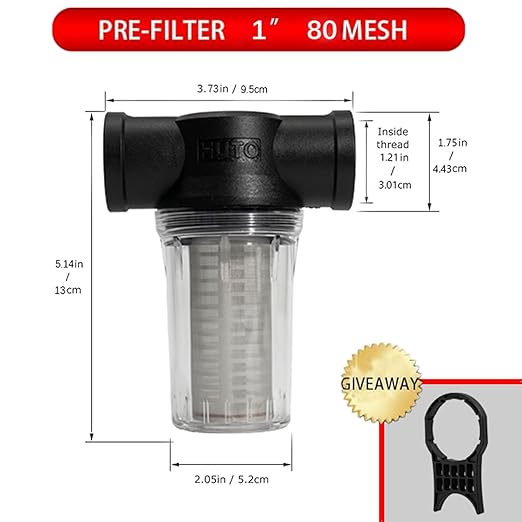 Generic 1" 80 Mesh Water Pump Strainer Filter for High Pressure Washer, Sediment Filter Attachment