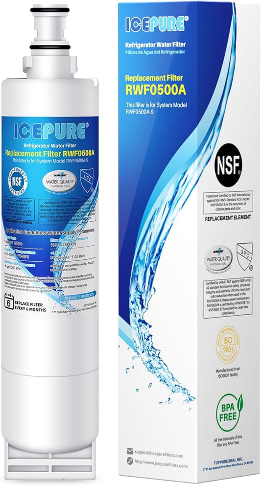 ICEPURE 4396508 Refrigerator Water Filter Compatible with Whirlpool 4396508, 4396510, Filter 5, EDR5RXD1, NL240V, WFL400, LC400V, 4392857, RWF0500A 1PACK