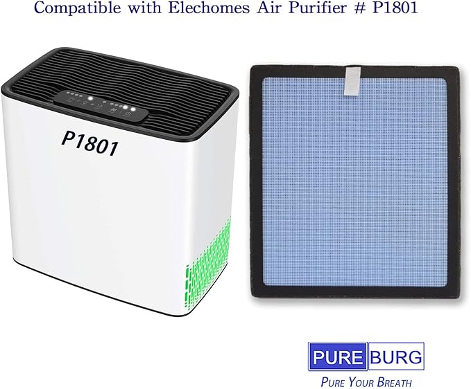 PUREBURG Replacement Filters Compatible with YIOU R1 P1802 Air Purifier & Elechomes P1801 Air Purifier,2-Pack H13 True HEPA & Activated Carbon 2-in-1 3-Stage Filtration