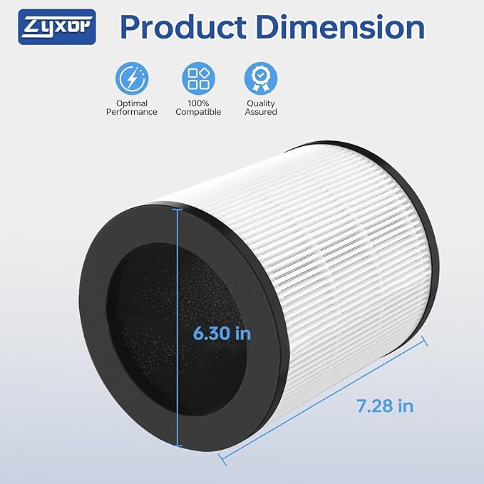 M03 Replacement Filter Compatible with MOOKA M03 & B-D03 Air Purifier, H13 True Filter, High-Efficiency Activated Carbon Filter & Pre-filter, 3-in-1 Filtration System, 2 Pack