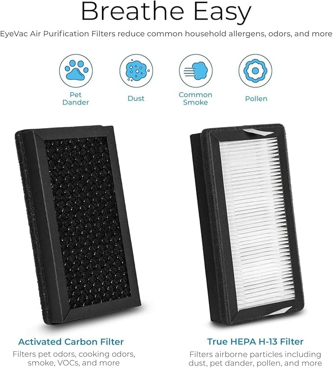 EyeVac Air 2-in-1 HEPA Air Purifier & Touchless Vacuum Automatic Dustpan - Ultra Fast & Powerful - Covers 600 Sq ft - Corded Canister Vacuum, Bagless, Automatic Sensors, 1000 Watt (White/White)