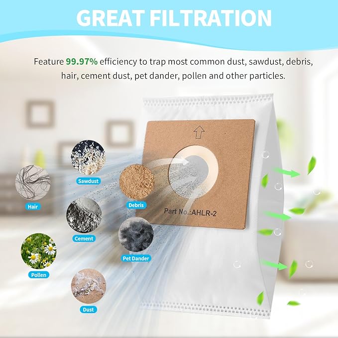 10 Pack Replacement AHLR-2 HEPA Filter Bags for Atrix AHSC-1 Lil' Red Vacuum Cleaner 2-Quart White