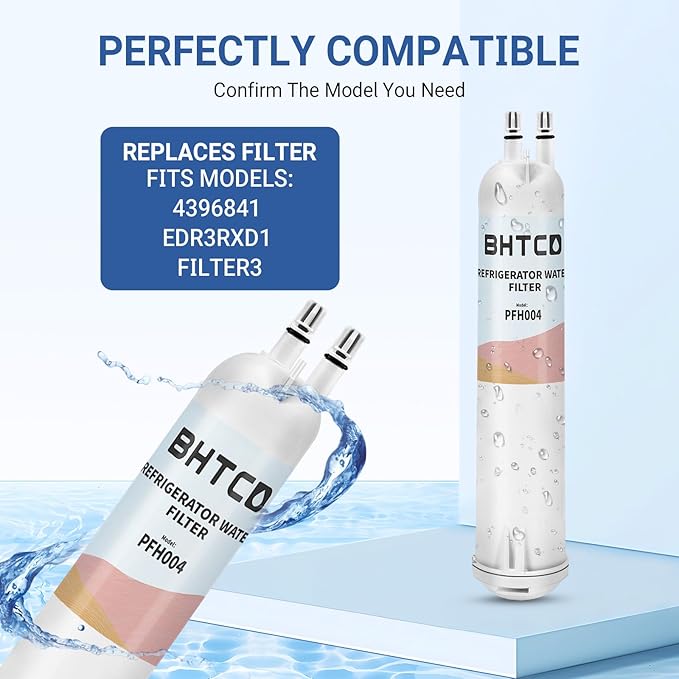WHR3RXD1 Water Filter for Whirlpool ED5FVGXWS07, ED5KVEXVQ00, ED5FHEXVS01/04, ED5FVGXWS00/01/02/05/06/07 Refrigerator Filter Replacement. (3 Pack)