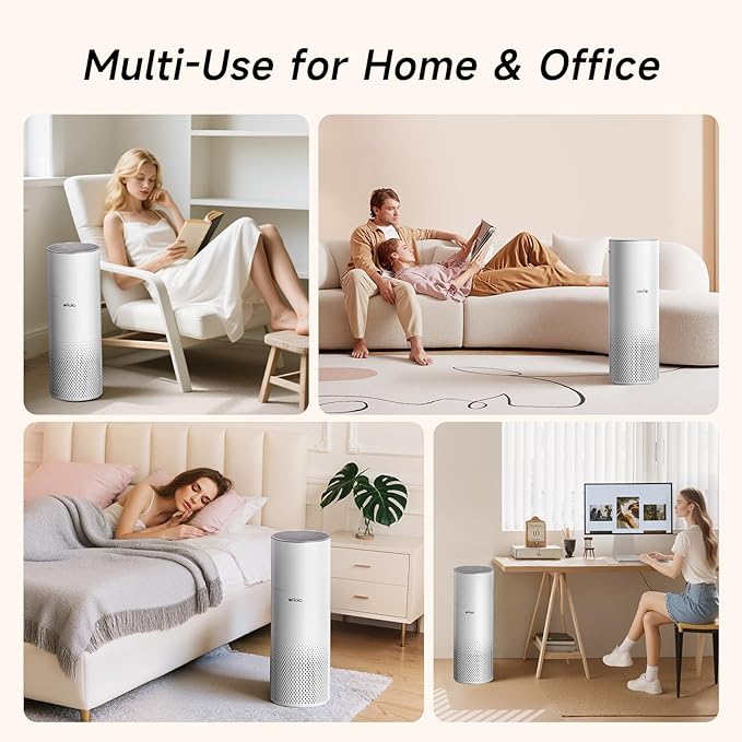 Afloia Humidifier and Air Purifier in One, Air Purifier and Evaporative Humidifier Combo for Home, 24dB Quiet Air Cleaner Remove Pets Dust Dander Hair Allergy Pollen Smoke Smell for Room