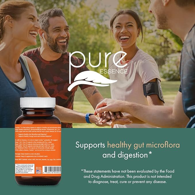 Pure Essence Candex Supplement - Yeast Overgrowth Supplement with Digestive Enzymes, Yeast Infection Probiotic Treatment for Men and Women - 120 Capsules