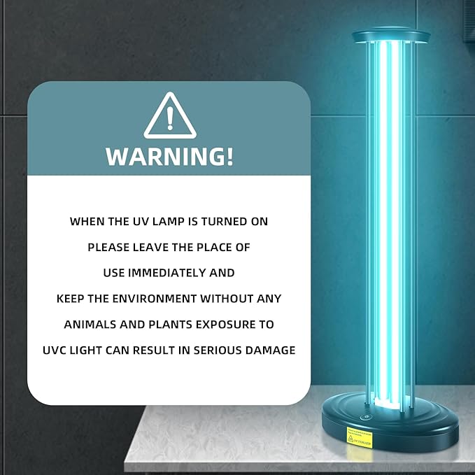 100W UV Light, Ultraviolet Lamp Purifier for Whole Room & House, Ozone-Free, Home Disinfection Device with 3-Gear Timer Remote Control, UVC Lights, Purification for Bathroom, Toilet, Office