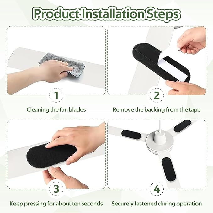 15 Pack Ceiling Fan Air Filters for Blades, Fan Blade Air Purifier Pads, Fan Filters for Ceiling Fan Blades, Reusable Carbon Filter Pad for Home Bedroom Living Room (Thickness 0.4 inch)