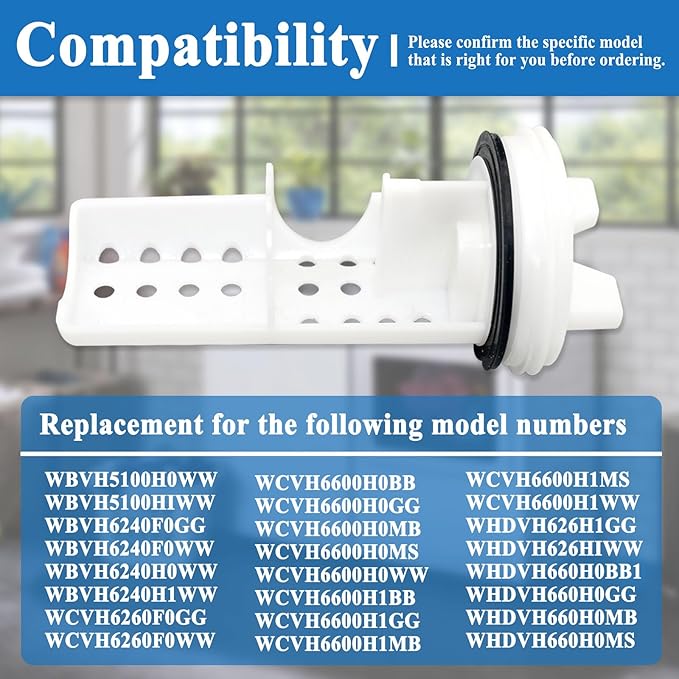 WH11X34741 Washer Drain Pump Filter, Replaces WH23X10029, WH23X10027, AP7205454, 4977949, PS16874133, EAP16874133