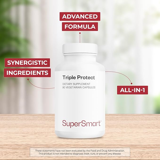 Supersmart Triple Protect (Advanced Formula) - with Quatrefolic, Magnesium, Garlic, Quercetin, Vitamin B6, B12 - Folate Supplement | Non-GMO & Gluten Free - 90 Vegetarian Capsules
