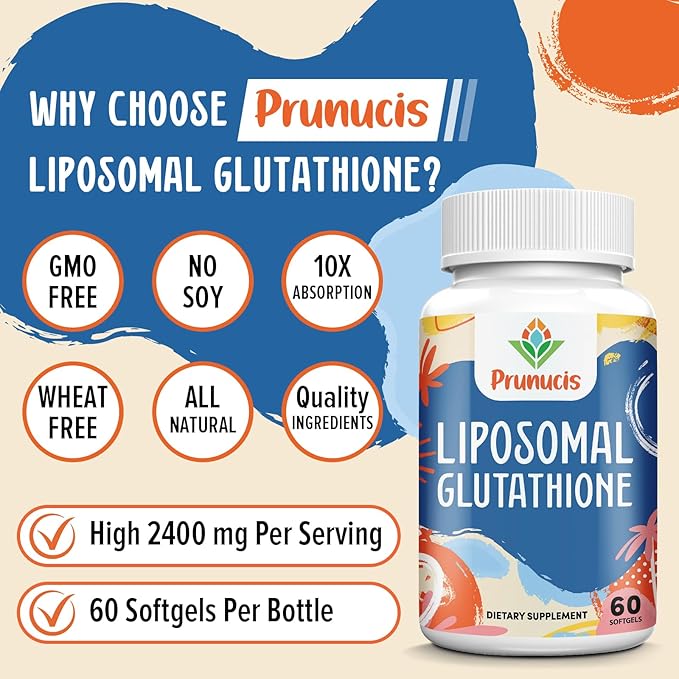 2400MG Liposomal Glutathione, Reduced L-Glutathione, Glutathione Supplement with Vitamin C, Master Antioxidants, Enhanced Absorption, Antioxidant Supplements - Immune System, 120 Softgels