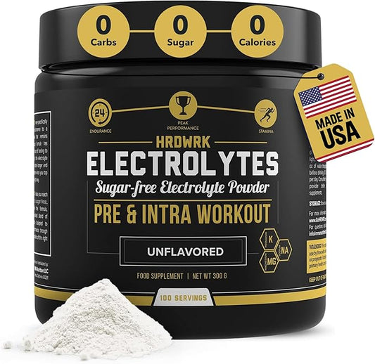 HRDWRK - Electrolytes Powder Keto Hydration Sugar Free with Magnesium, Potassium and Sodium - 100 Servings | Boost Endurance and Reduce Fatigue with This Electrolytes Supplement - Maximum Hydration
