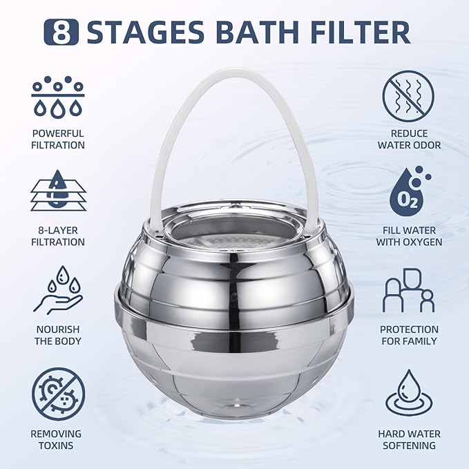Bath Water Filter, Bathtub Water Filter, Bath Filter for Tub，Bath WaterFilter for Tub Faucet - BPA Free - Grey