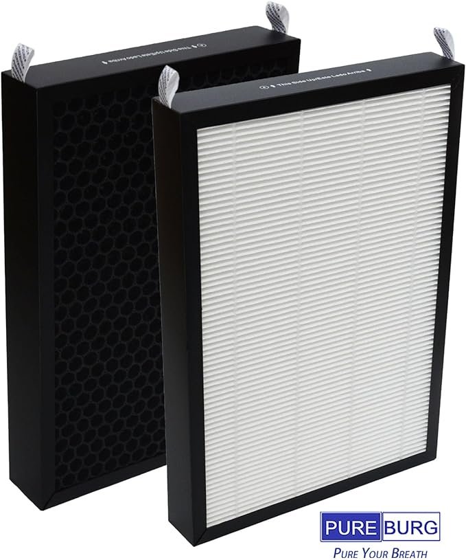 PUREBURG Replacement Filter Compatible with Nuwave OxyPure 47001 47002 47003 & 47004 Air Purifiers,2-Pack H13 True HEPA Activated Carbon 2-in-1