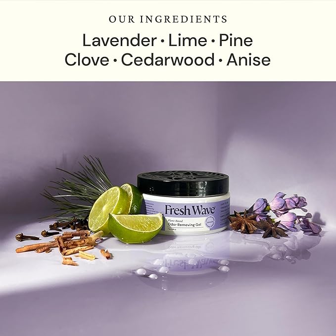 Fresh Wave Lavender Odor Removing Gel, 15 oz. & 7 oz.| Safer Odor Absorbers for Home | Natural Plant-Based Odor Eliminator | Every 7 oz. lasts 30-60 Days | For Cooking, Smoke, Trash & Pets