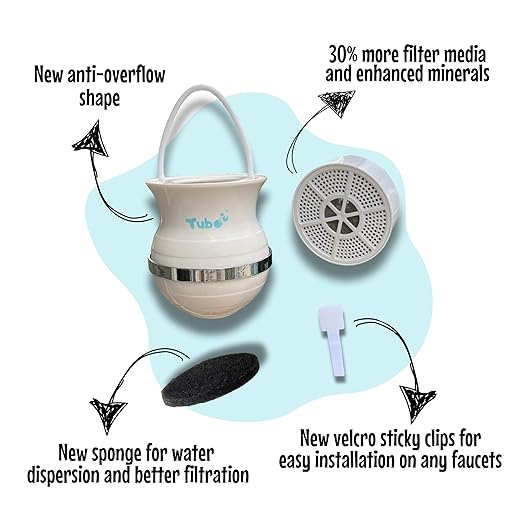 Tubo Bath Filter 2.0 - The Original 8 Stage Bath Water Filter for Tub Faucet - Removes 99% of Chlorine and Contaminants - BPA-Free - Supports Healthy Skin & Hair - Easy Installation