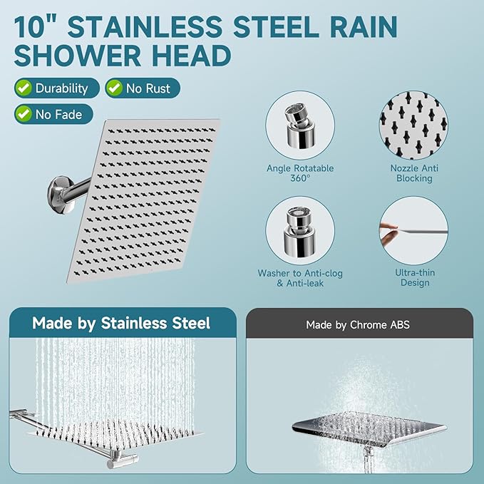 Filtered Shower Head With Handheld Combo,Detachable Dual Showerhead with Magnetic Docking,High Pressure 10" Stainless Steel Rain & 5" Handheld with Water Flow Control,69" Hose - Chrome