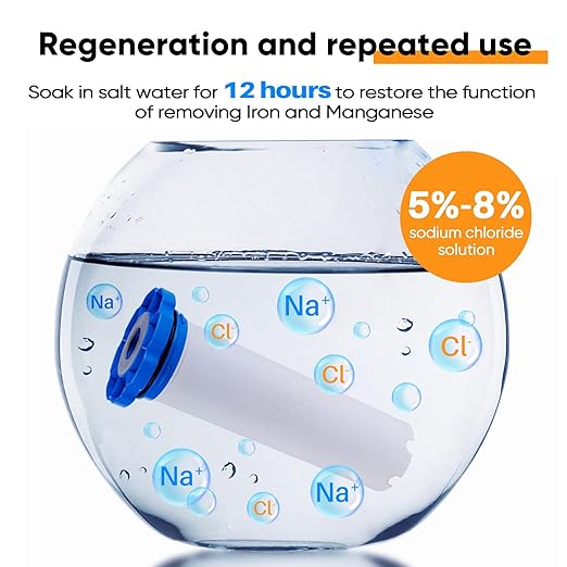 PUREPLUS 1-Stage Whole House Water Filter, with Iron Manganese Reducing Water Filter, for Well Water, 10"x4.5" Universal Housing