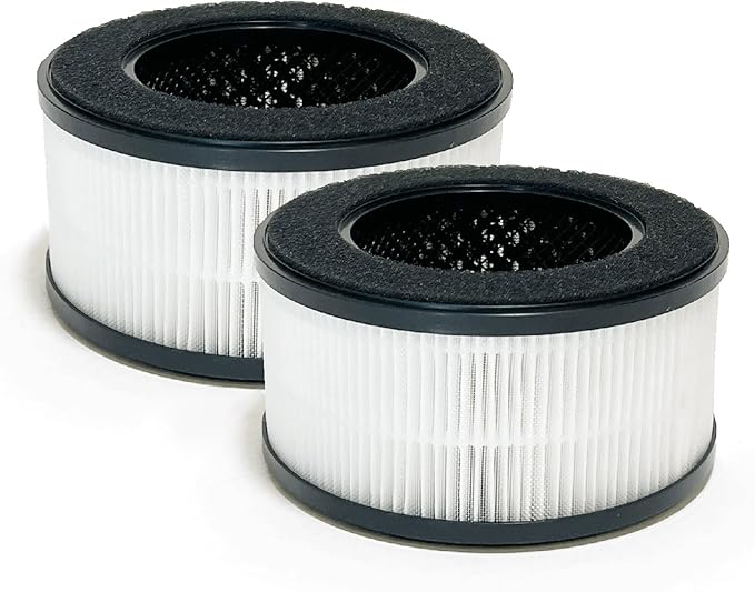 Nispira BS-01 3-In-1 True HEPA Filter Replacement Compatible with Slevoo Air Purifier BS-01 | Removes Smoke, Chemical VOCs, Odor | 2 Packs