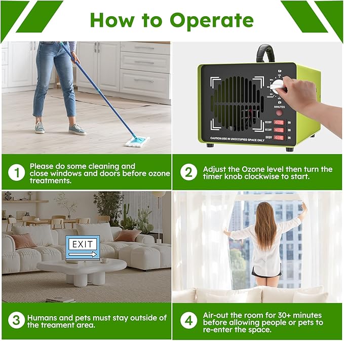 Powerful Dual Ozone Plate Professional 25g/50g Odor Eliminator Machine Ionizer Generator Air Purifier for Large Spaces, Industrial, Home