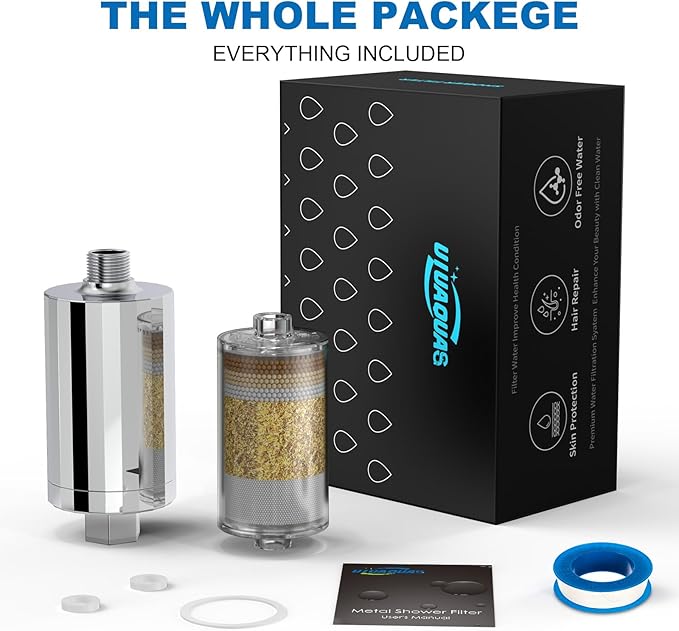 ALL METAL Shower Head Filter – KDF 55 Shower Filter Vitamin C E&A for Hard Water, High Pressure Universal Shower Water Filters to Remove Toxic Chemicals, Chlorine and Heavy Metals,Chrome