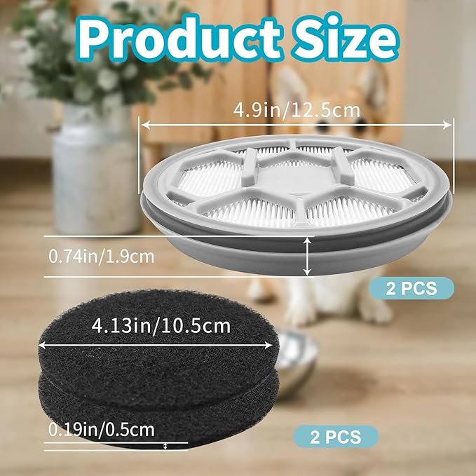 Hepa Sponge Filter Replacement Accessories Compatible with Oneisall &Afloia &Homeika Pet Grooming Kit & Vacuum (2 Hepa Filters+4 Sponges)