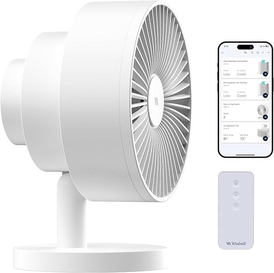 Windmill NEW to Amazon Smart Air Circulator and Fan with Remote and Wi-Fi/App - 18 dB Whisper-Quiet plus Tri-Layer Airflow
