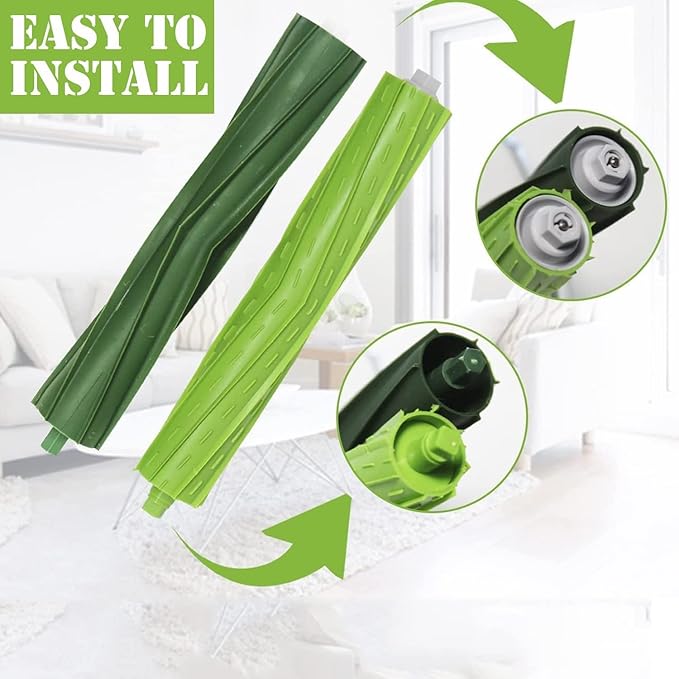 2 Set Rubber Roller Brush Replacement Accessories for iRobot Roomba i7 i7+ j7 j7+ j8+ i2 i3 i3+ i4 i4+ i6 i6+ i8 i8+ /Plus E5 E6 E7 Vacuum Cleaner