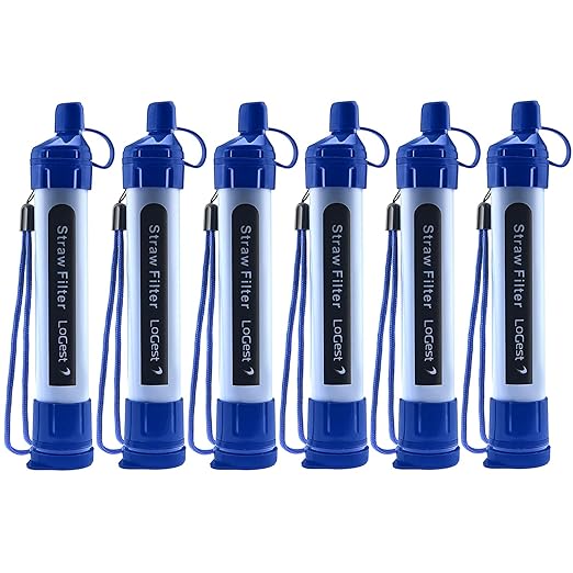 Logest 6 Pack Water Filter Straw - Portable, Compact, Multipurpose Water Purification Device for Outdoor Activities, Emergency Kits, Camping, Travel