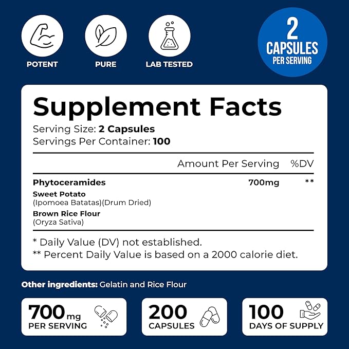 We Like Vitamins Phytoceramides 700mg - 200 Capsules All Natural Wheat Free and Plant Based - Phytoceramide Supplement - 700 mg per Serving - Skin Hydration, Repair, Rejuvination