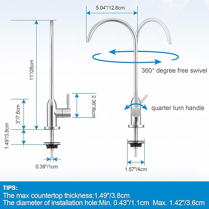 Under Sink Water Filter - Water Filter with Faucet for Home Bar and Bathroom,Highly Effective Reduces Chlorine,Bad Taste&Odor,Good Choice for a Countertop Ice Maker,Coffee Maker and Skin Care