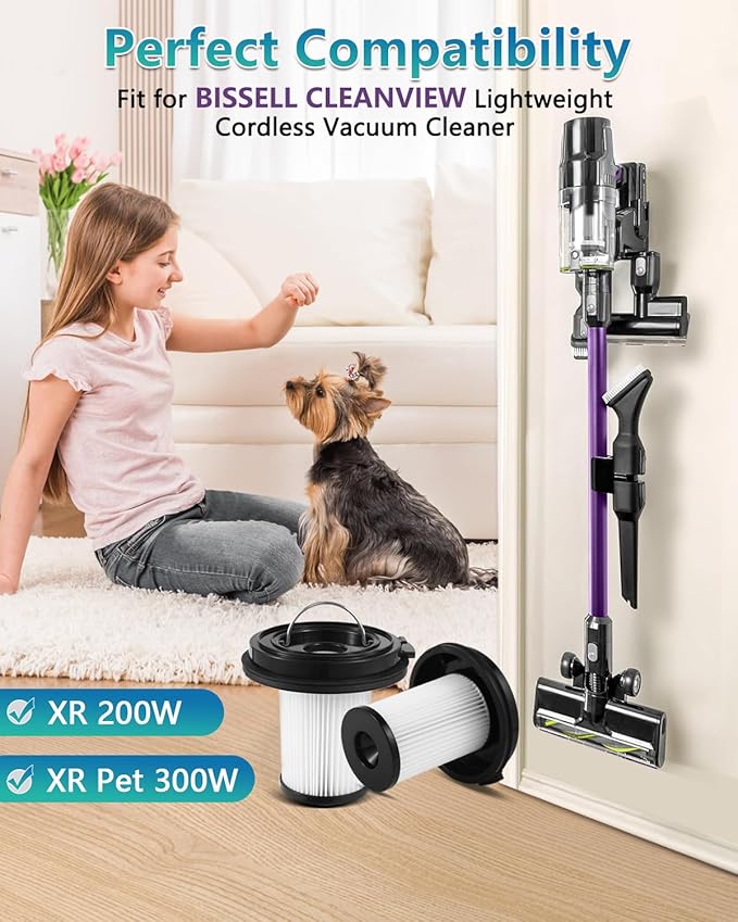 2 PACK Cleanview XR Filter Replacement Compatible with Bissell Cleanview XR 200W/ Cleanview XR Pet 300W/ Powerlifter Turbo Cordless Stick Vacuum Cleaner 3789U, 3789X, 3789, 3797V, 3797W, 3797, 1638010
