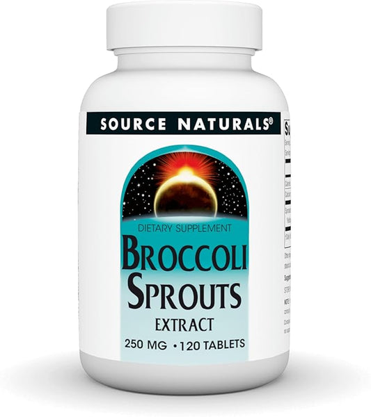 Source Naturals Broccoli Sprouts Extract, Containing Up to 50 Times The Concentration of Isothiocyanates as Mature Broccoli, 250 mg - 120 Tablets