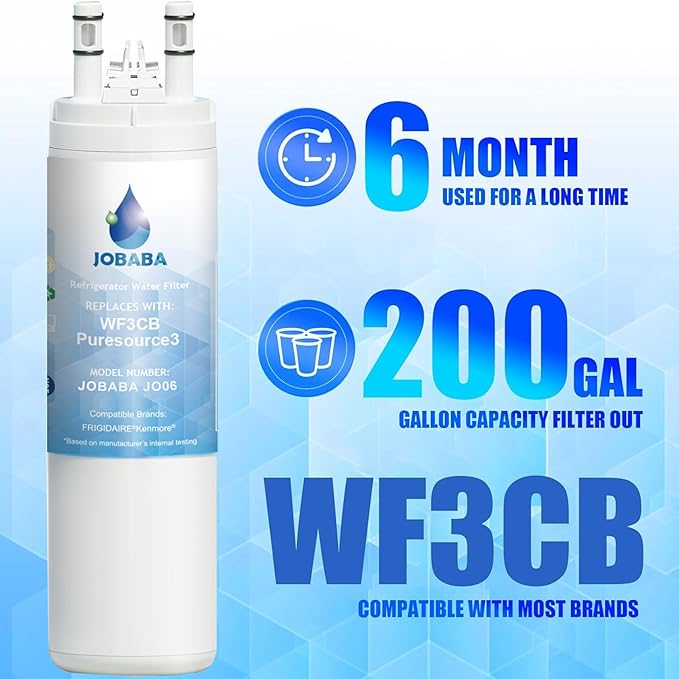 WF3CB Water Filter Replacement - Compatible with Frigidaire WF3CB, PureSource 3, 706465, 242086201, 242069601, PS3412266, AP4567491 Water Filter Replacement, Height 9 Inches, 3 Pack