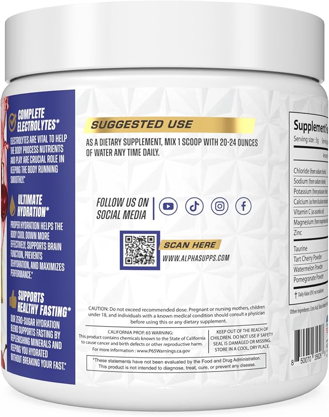 Lytes - Daily Electrolyte Hydration Drink Mix Powder - Sugar-Free, Zero Calorie Instant Formula with Trace Minerals and Antioxidants (60 Servings, Salted Tropical Cherry)