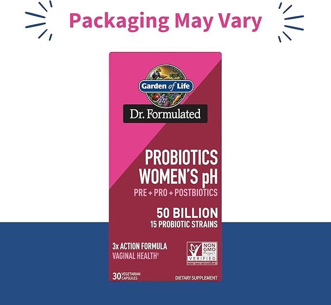 Garden of Life Dr Formulated Women’s pH Probiotics 50 Billion CFU, Pre + Pro + Postbiotics - Digestive, Immune and Vaginal Support, Potato, Acacia, Postbiotic Metabolites, 30 Day Supply