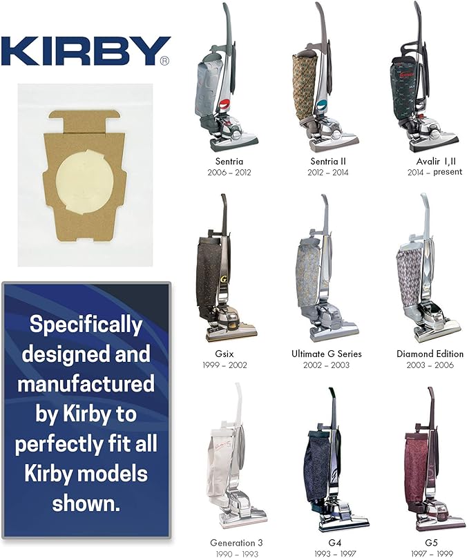 Kirby Vacuum Bundle – 6 HEPA Filter Bags (204814) + 3 OEM Belts (301291G) for F-Style & Twist-Style Upright Models
