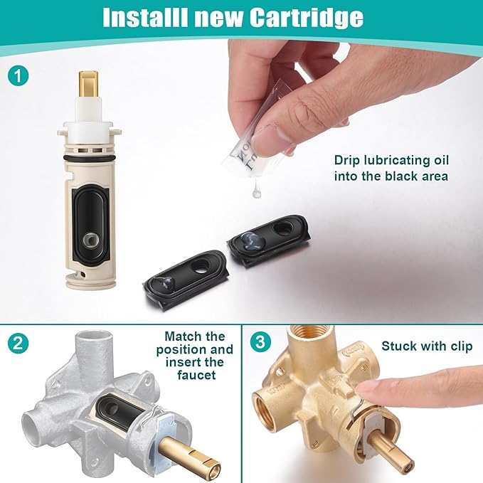 2Pack 1222 Replacement Cartridge Compatible with Moen, Tub Shower Cartridge Replacement Kit for One Handle Posi-temp Faucet (2 set)