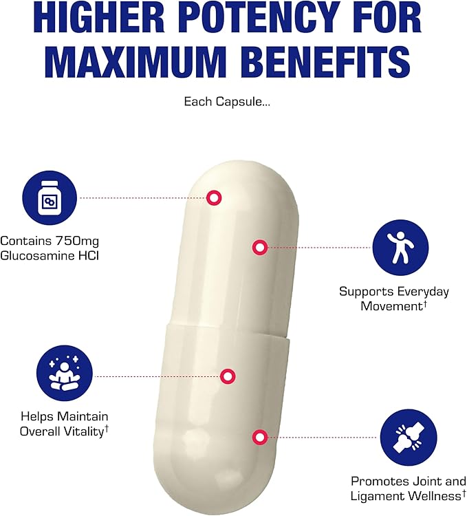Vegan Glucosamine Joint Health Supplement - Soft Tissue Cartilage Tendon and Ligament Supplement for Enhanced Mobility Comfort & Flexibility - Non-GMO Shellfish Free & Made in The USA - 120 Servings