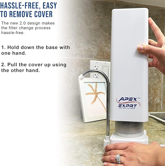 APEX EXPRT RF-1060 Replacement Countertop Water Filter, 5 Stage Mineral pH Alkaline Water Filter Cartridge, Easy Install Water Purifier - Reduces Heavy Metals, Bad Taste and Up to 99% of Chlorine
