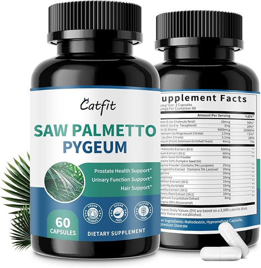 Saw Palmetto for Men 500mg - Prostate Health Supplements for Men DHT Blocker with Pumpkin Seed Oill, Pygeum - Urinary Health and Hair Support, 60 Count
