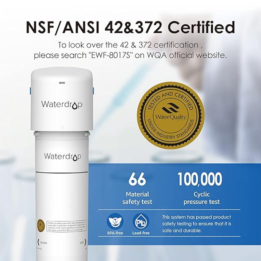 Waterdrop 15UBW-UF 0.01 μm Ultra Filtration Under Sink Water Filter System for Baçtёria Reduction, Reduces Lead, Chlorine, Bad Taste & Odor, 16K Gallons, with Dedicated Brushed Nickel Faucet, USA Tech