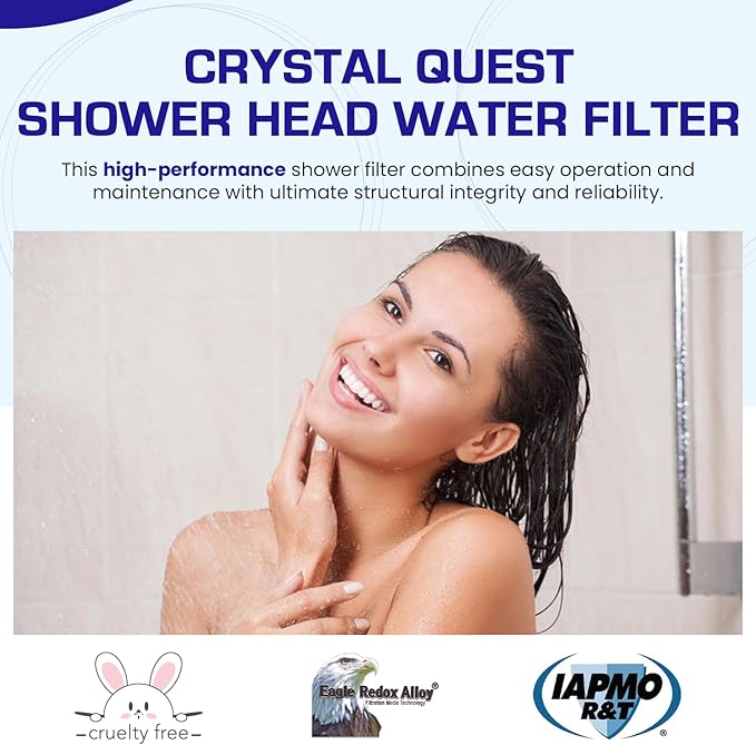 Crystal Quest Shower Filter without Shower Head - Chrome - Advanced Multi Stage Filtration for Cleaner Water - Removes Chlorine, Heavy Metals - Promotes Healthier Skin, Softer Hair - Long-Lasting