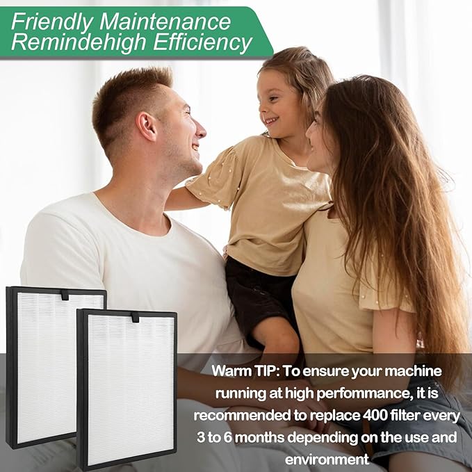 Puroair 400 Replacement Filter for Puro 400 Air Purifier, 3-in-1 Filtration System with Activated Carbon Filter, True HEPA 14 Replacement Filters Captures Air Pollutants, Dander, Smoke, Dust, 2 Pack