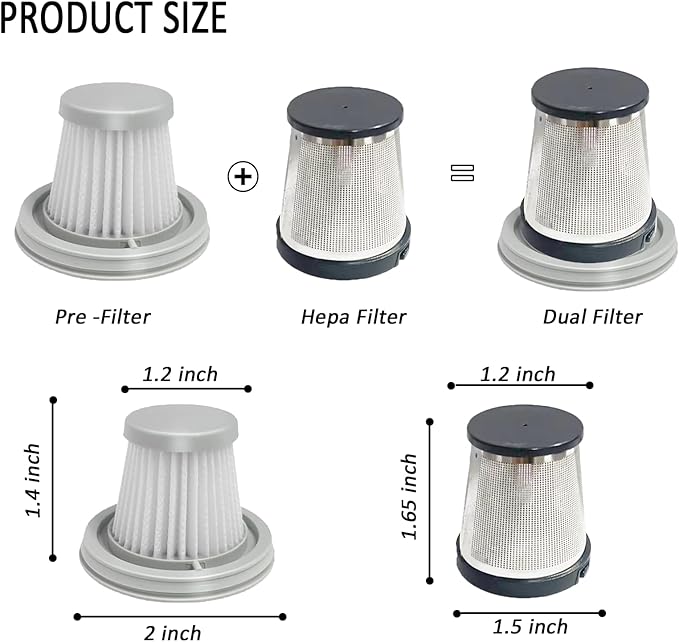 6 pack Washable Hepa with 2 pack Stainless Steel Pre-filter,Hepa Filter Replacement Compatible with Fanttik V8 Series (Fanttik Slim V8 Mate Vacuum & Fanttik V8 Apex Vacuum)