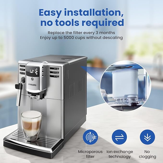 4Pack Coffee Machine Filter Compatible with Philips AquaClean Water filter 3200 Espresso Machine Filter for Fully Automatic Coffee Machines Dedicated Anti-Lime Scale Water (CA6903)