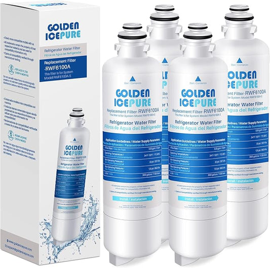 GOLDEN ICEPURE BORPLFTR50 Replacement for Bosch Ultra Clarity Pro, 12033030, 11025825, 11032531, WFC100MF, BORPLFTR55, B36CT80SNS, B36CL80ENS, RWF6100 Refrigerator Water Filter Replacement 4PACK