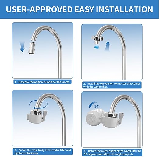 Water Filter for Sink Faucet,Sink Water Filter,Reduces Chlorine, Sand and Odors,Dual-Mode Water Purifier,Rapid Flow- Suitable for Kitchen,Sink,Home Bathroom