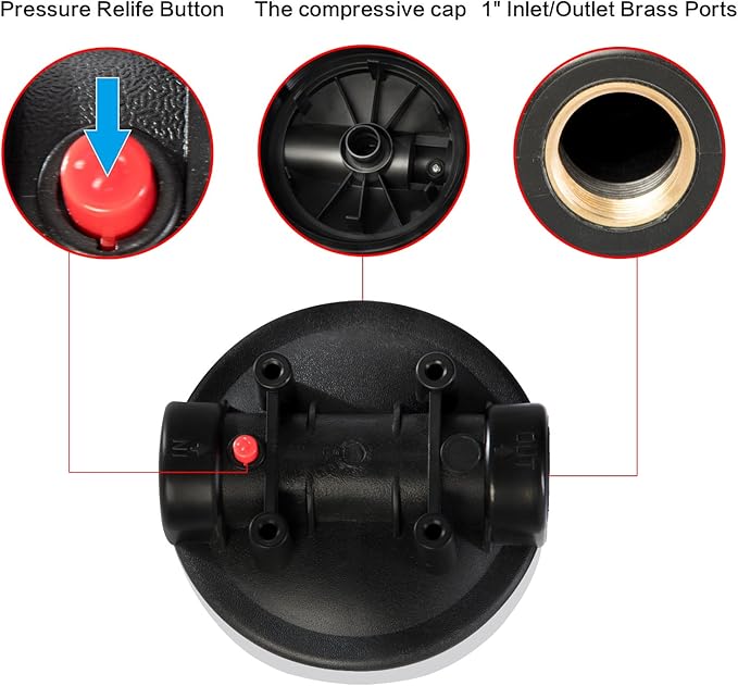 Geekpure 10-Inch Whole House Big Water Filter Housing-Fit for 4.5"x10"Filters -Blue-1 Inch Port (1)