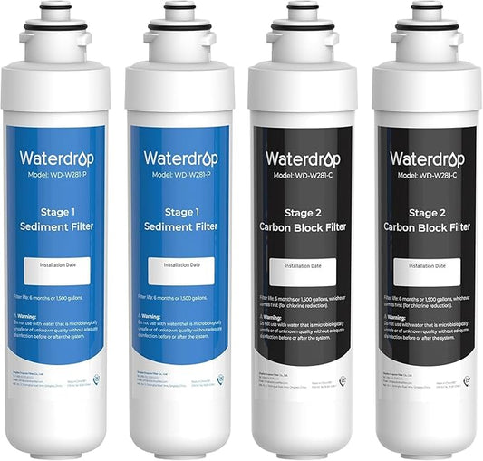 Waterdrop W281 Water Filters for Water Coolers, Replacement for all Avalon® branded Bottleless Water Coolers Filters, 1,500 Gallon Extended Lifespan, More Pure Enjoyment, 4 Count（2 SET)